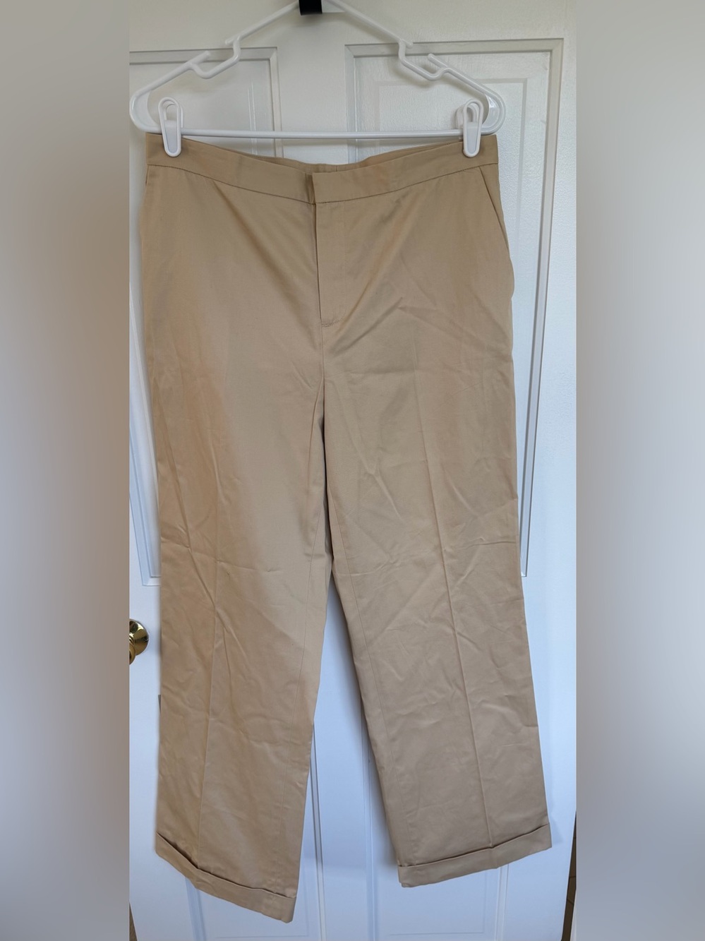 Lauren Ralph Lauren Tan Cotton Cuffed Trouser Pants Size 10 Career